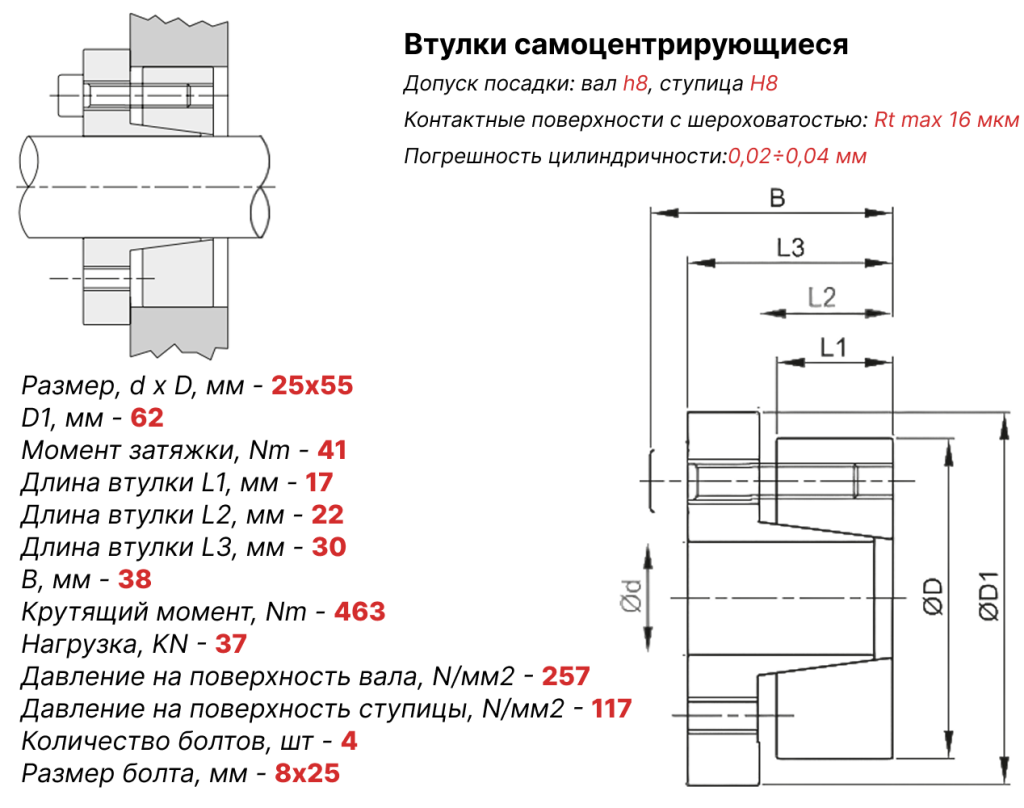 Чертеж втулка зажимная ВК15 25х55 Чертеж втулка зажимная ВК15 25х55